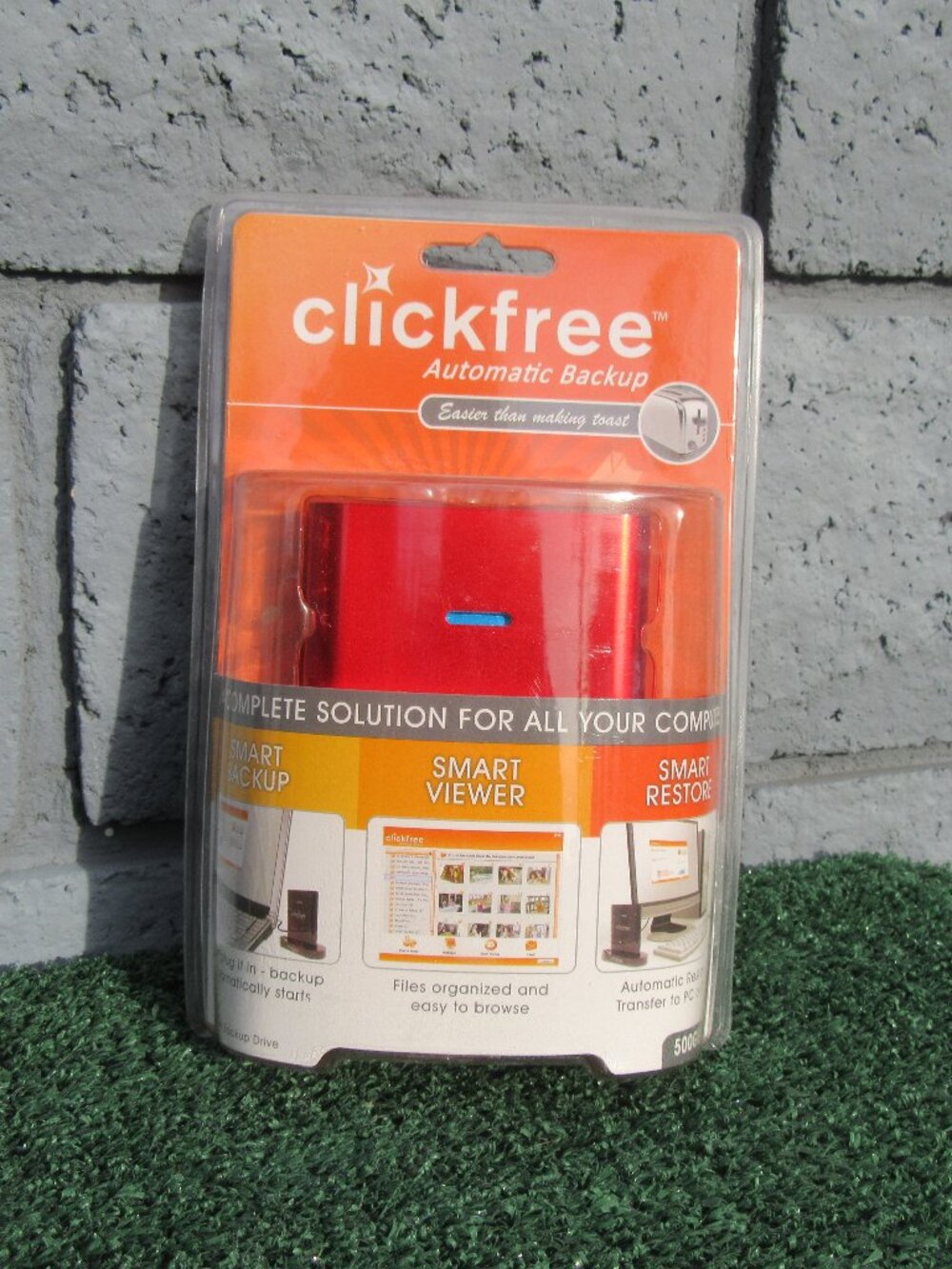 Brand New Clickfree Automatic Backup 500gb Portable External Storage Hard Drive